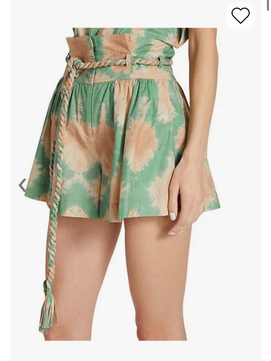 Ulla Johnson Pants - Ulla Johnson Green and Tan Tie-Dye Paperbag Waist Skort